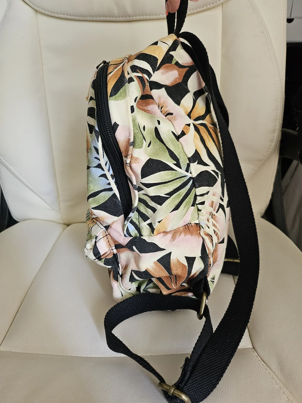 Billabong Mini Backpack in Black with Pink & Green Tropical Print - Picture 4 of 9